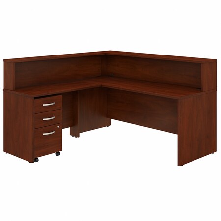 Bush Business Furniture Studio C 72W L Shaped Reception Desk W/ Shelf and Mobile File Cabinet, Hansen Cherry STC040HCSU